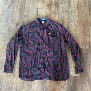 Men's Marc Ecko Button-Down Shirt XXL Burgundy Camo Long Sleeve
